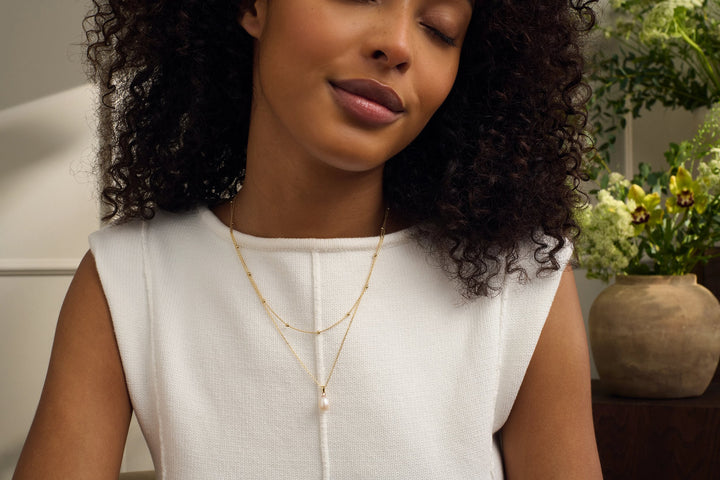 Clogau Nature's Wonder 9ct Solid Gold Beachcomber Layered Necklace with Pearl - Michael Jones Jeweller