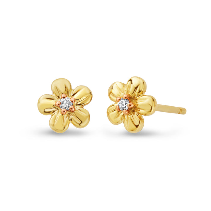 Clogau Forget Me Not Gold and Diamond Stud Earrings - Michael Jones Jeweller