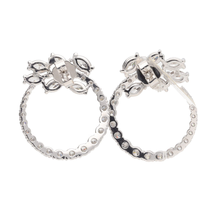 Marquise Graduated Diamond 18ct White Gold Crescent Earrings - Michael Jones Jeweller