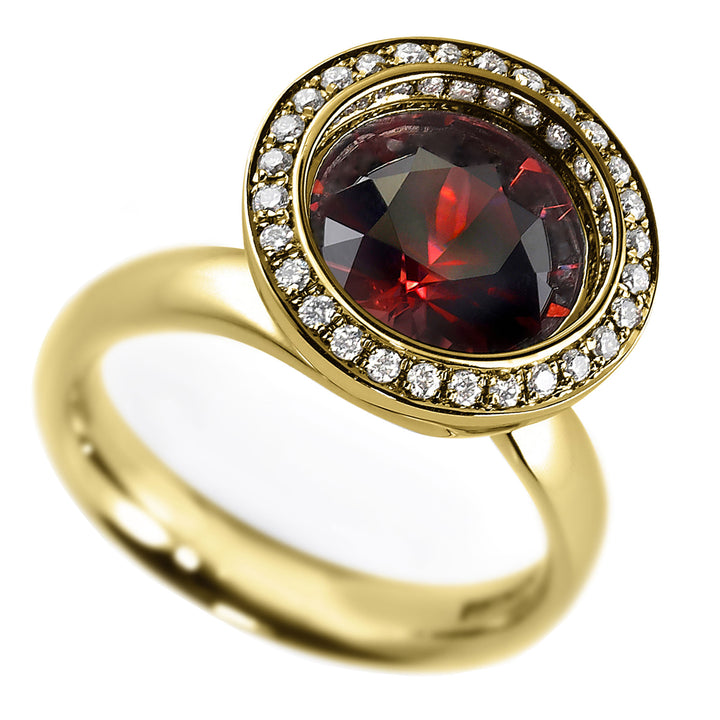 Andrew Geoghegan Reflect Raspberry Zircon Yellow Gold Ring - Michael Jones Jeweller