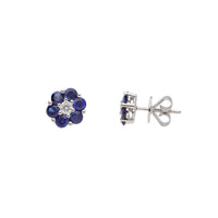 Sapphire and Diamond 18ct White Gold Flower Cluster Stud Earrings