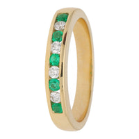 Emerald and Diamond 18ct Yellow Gold Half Eternity Ring