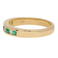 Emerald and Diamond 18ct Yellow Gold Half Eternity Ring
