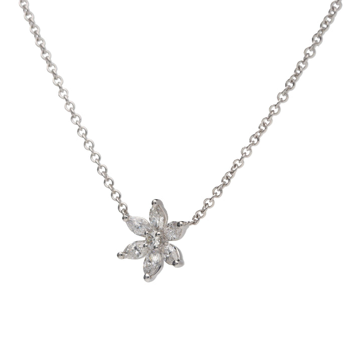 Diamond 18ct White Gold Flower Necklace - Michael Jones Jeweller