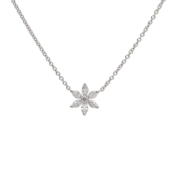 Diamond 18ct White Gold Flower Necklace - Michael Jones Jeweller