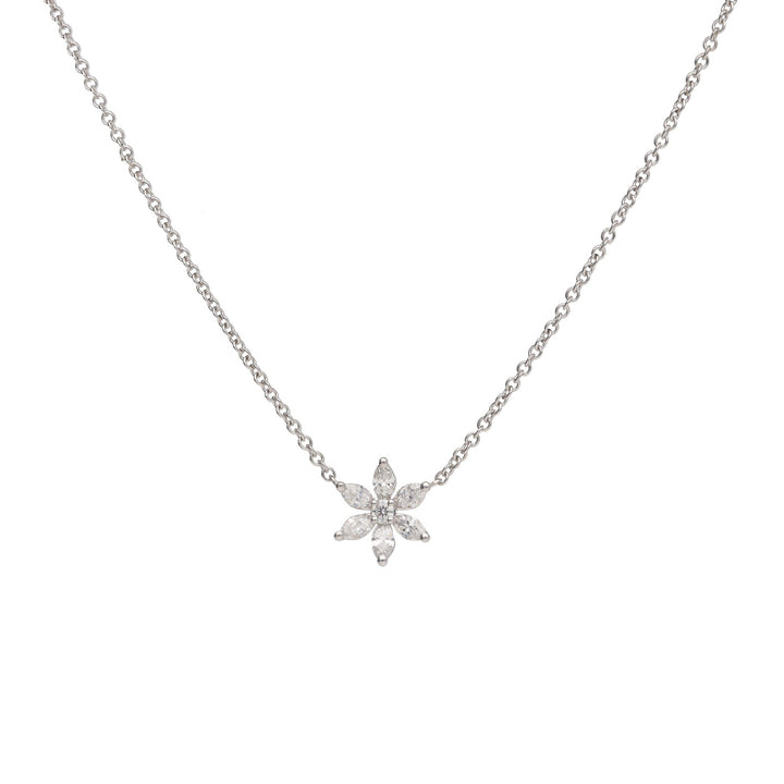 Diamond 18ct White Gold Flower Necklace