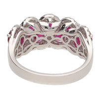 Ruby and Diamond Stacked Pear Shape 18ct White Gold Cocktail Ring - Michael Jones Jeweller