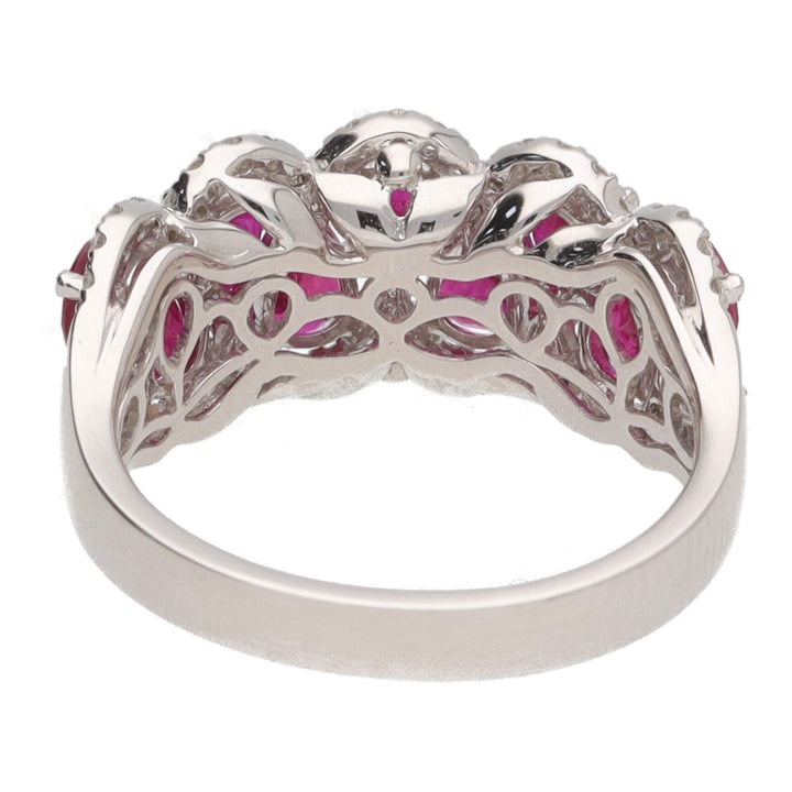 Ruby and Diamond Stacked Pear Shape 18ct White Gold Cocktail Ring