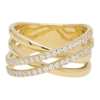 Diamond 18ct Yellow Gold Four Strand Crossover Ring