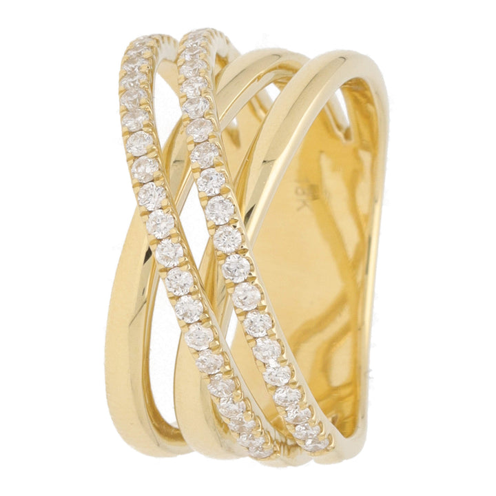 Diamond 18ct Yellow Gold Four Strand Crossover Ring