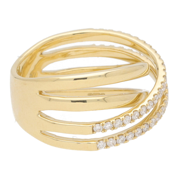 Diamond 18ct Yellow Gold Four Strand Crossover Ring