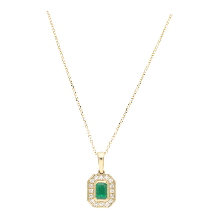 Emerald and Diamond 18ct Yellow Gold Octagonal Necklace