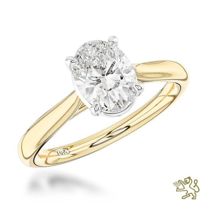 Lab Grown Oval Solitaire 1.03ct E VS1 LG Diamond Yellow Gold/Platinum Ring