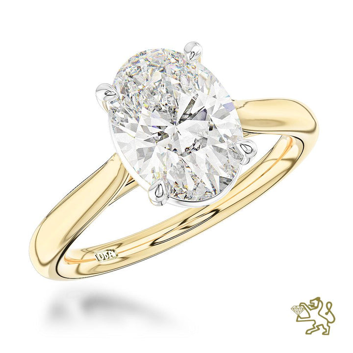 Lab Grown Oval Solitaire 2.05ct E VS1 LG Diamond Yellow Gold/Platinum Ring - Michael Jones Jeweller