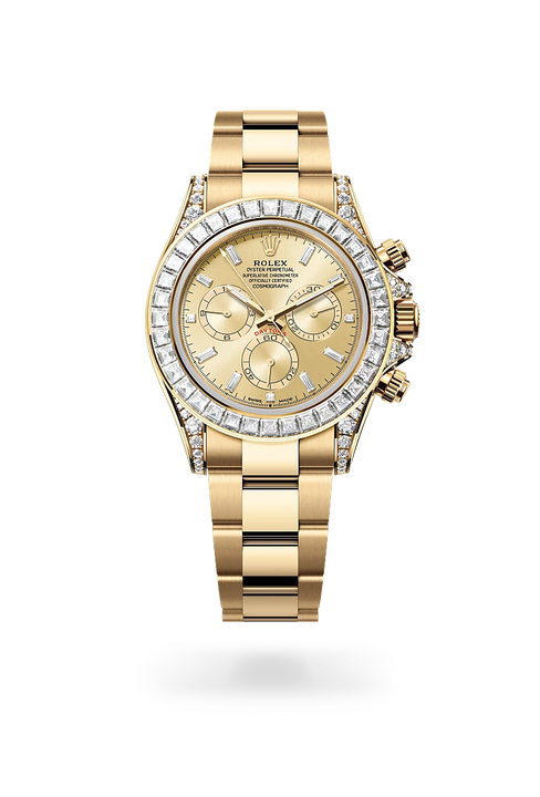 Rolex Cosmograph Daytona in 18 ct yellow gold with lugs set with diamonds, M126598TBR-0001 - Michael Jones Jeweller