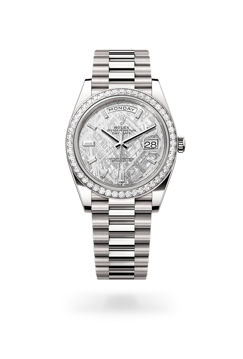 Rolex Day-Date in 18 ct white gold, M228349RBR-0040 - Michael Jones Jeweller