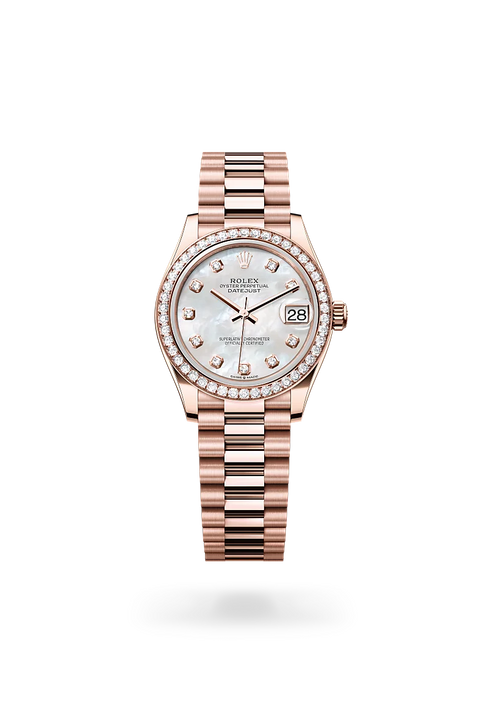 Rolex Datejust in 18 ct Everose gold, M278285RBR-0005 - Michael Jones Jeweller