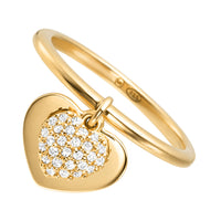 Michael Kors Women's Kors Love Pavé Heart 14K Gold-Plated Sterling Silver Ring (L) - Michael Jones Jeweller