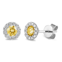 Citrine November Birthstone Collection 18ct White Gold Cluster Earrings - Michael Jones Jeweller