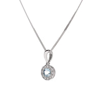 Aquamarine and Diamond 9ct White Gold Cluster Pendant - Michael Jones Jeweller