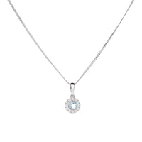 Aquamarine and Diamond 9ct White Gold Cluster Pendant