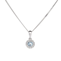 Aquamarine and Diamond 9ct White Gold Cluster Pendant