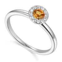 Ntinga Citrine November Birthstone Collection 18ct White Gold Cluster Ring