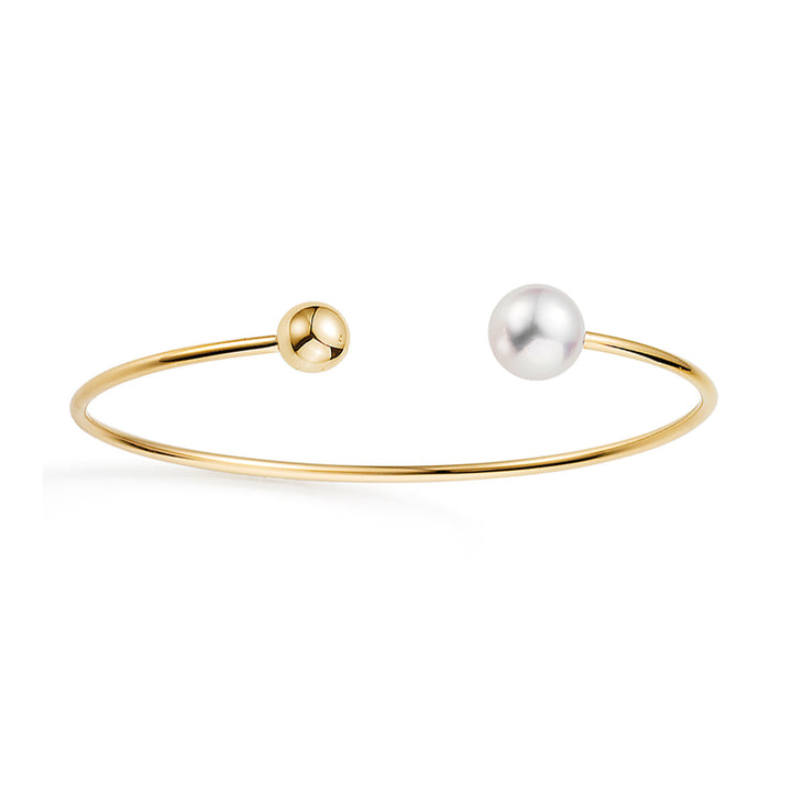 Yana Nesper Freshwater Pearl 18ct Yellow Gold Open Bangle - Michael Jones Jeweller