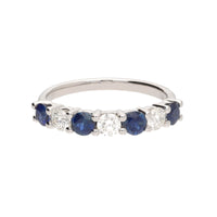 Sapphire and Diamond 18ct White Gold Half Eternity Ring