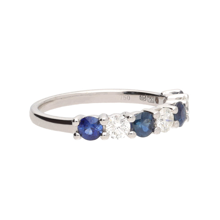 Sapphire and Diamond 18ct White Gold Half Eternity Ring - Michael Jones Jeweller