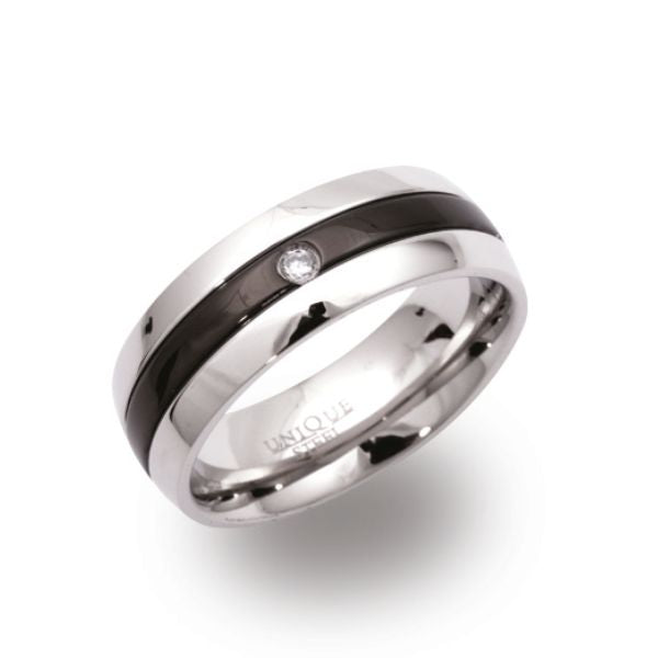 Unique & Co Black IP Plated Stainless Steel CZ Ring - Michael Jones Jeweller