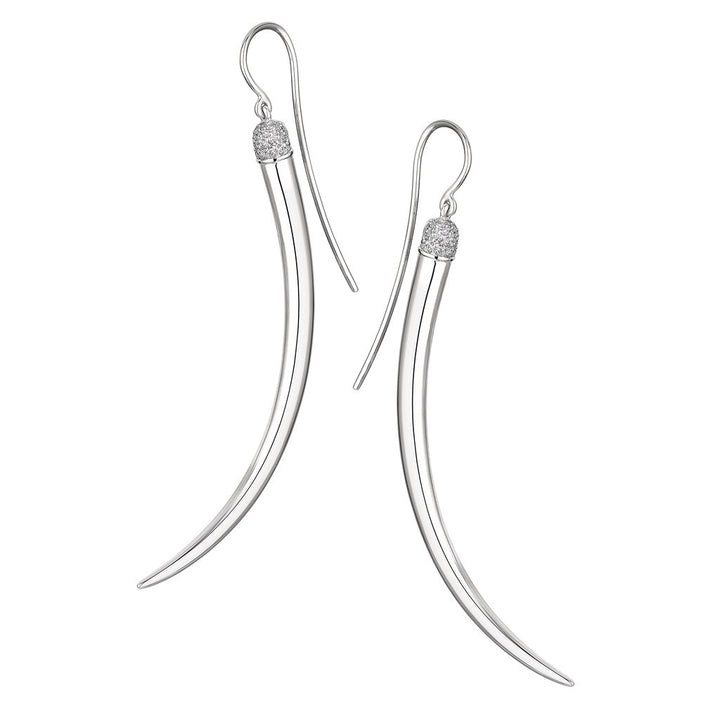 Shaun Leane Silver Diamond No.1 Long Earrings SA062.SSWHEOS - Michael Jones Jeweller