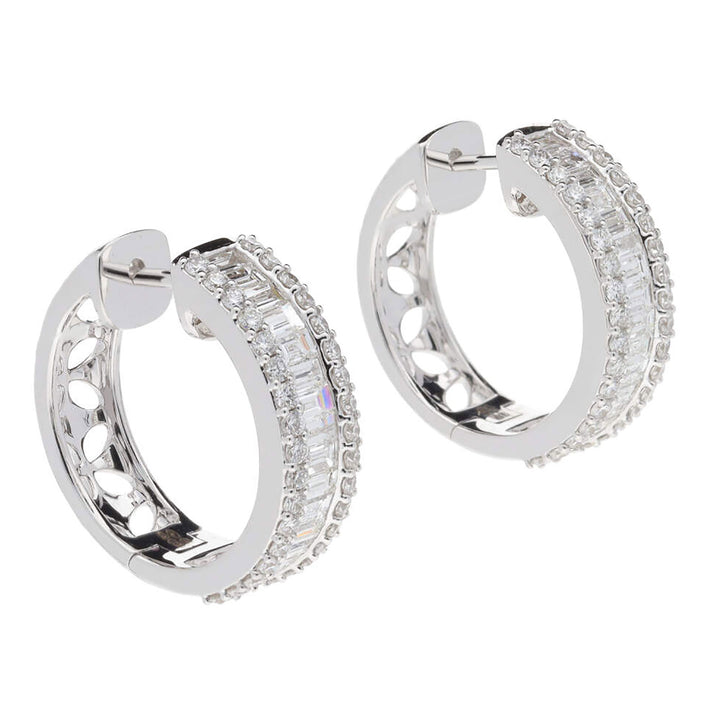 Diamond 1.76ct 18ct White Hold Huggy Hoop Earrings