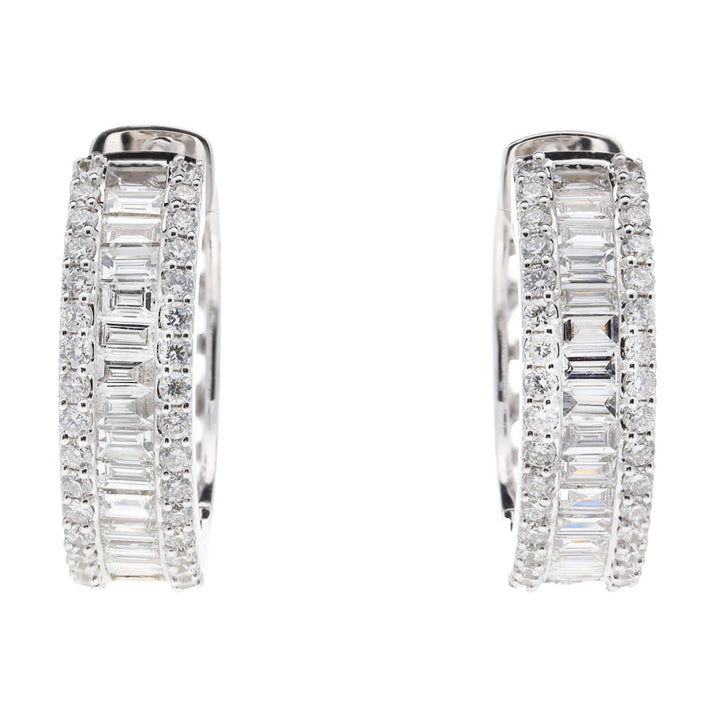 Diamond 1.76ct 18ct White Hold Huggy Hoop Earrings