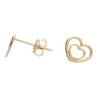 Double Open Heart 9ct Yellow Gold Stud Earrings - Michael Jones Jeweller