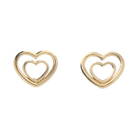 Double Open Heart 9ct Yellow Gold Stud Earrings - Michael Jones Jeweller