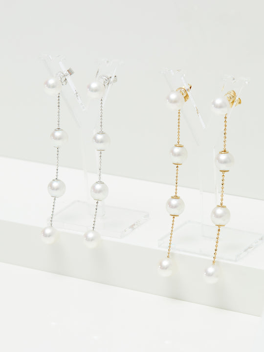 Yana Nesper Akoya Pearl 18ct Yellow Gold Chain Drop Earrings - Michael Jones Jeweller