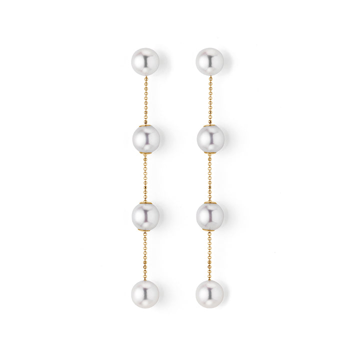 Yana Nesper Akoya Pearl 18ct Yellow Gold Chain Drop Earrings - Michael Jones Jeweller