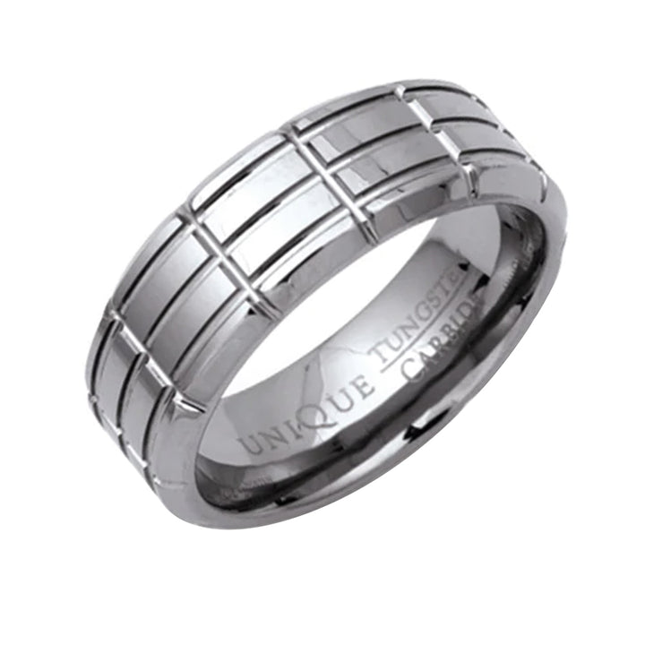 Unique & Co Lines Tungsten Carbide Ring 8mm - Michael Jones Jeweller