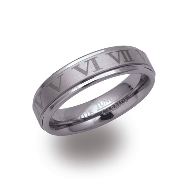 Unique & Co Tungsten Carbide Roman Numeral Ring - Michael Jones Jeweller