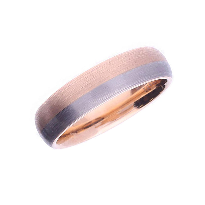 Unique & Co Tungsten Carbide and Rose Gold Plated Ring 6mm - Michael Jones Jeweller