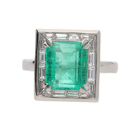 Colombian Emerald and Diamond Platinum Ring