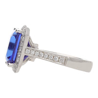 Tanzanite 7.69ct and Diamond Platinum Cluster Ring