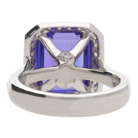 Tanzanite 7.69ct and Diamond Platinum Cluster Ring