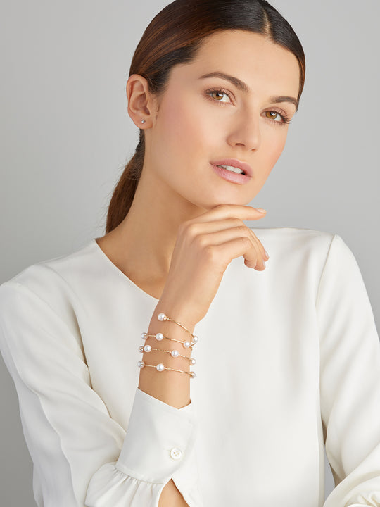 Yana Nesper Akoya Pearl 18ct Yellow Gold Wraparound Bracelet