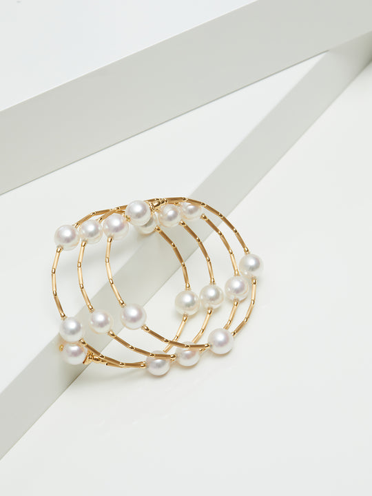 Yana Nesper Akoya Pearl 18ct Yellow Gold Wraparound Bracelet