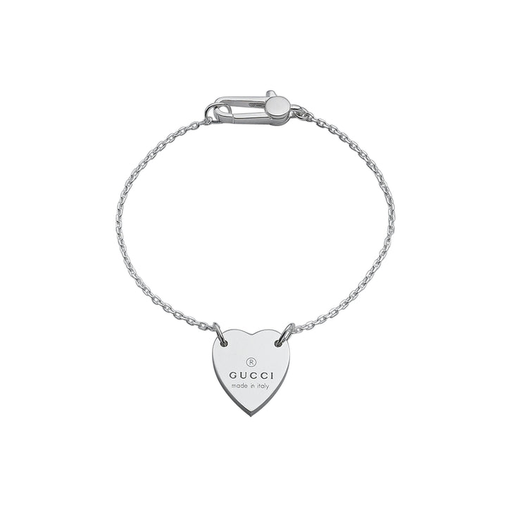 Gucci Trademark Silver Heart Bracelet 18cm