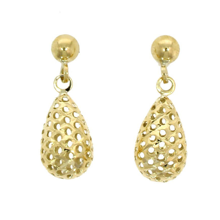 9ct Yellow Gold Pierced Teardrop Earrings