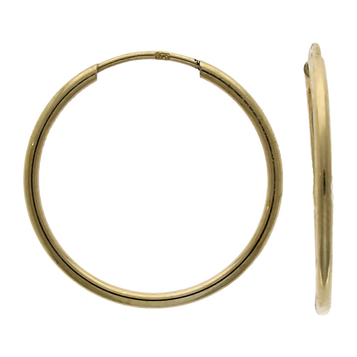 Thin Sleeper 9ct Yellow Gold Hoop Earrings