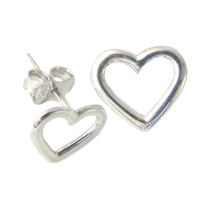 Open Heart 9ct White Gold Stud Earrings